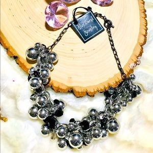 Alex Carol jewelry silver tone black bead necklace